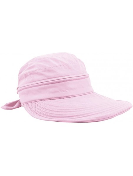 Sun Hats Womens 2in1 Wide Brim Summer Folding Anti-UV Golf Tennis Sun Visor Cap Beach Hat - Light Pink - CG12H3WGQO3 $14.31