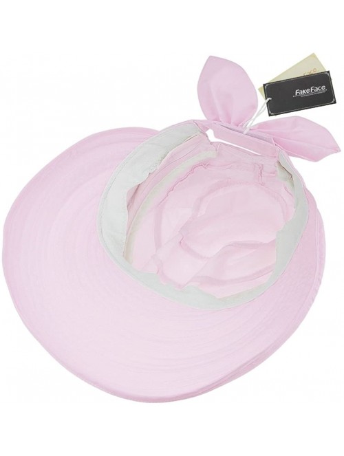 Sun Hats Womens 2in1 Wide Brim Summer Folding Anti-UV Golf Tennis Sun Visor Cap Beach Hat - Light Pink - CG12H3WGQO3 $14.31