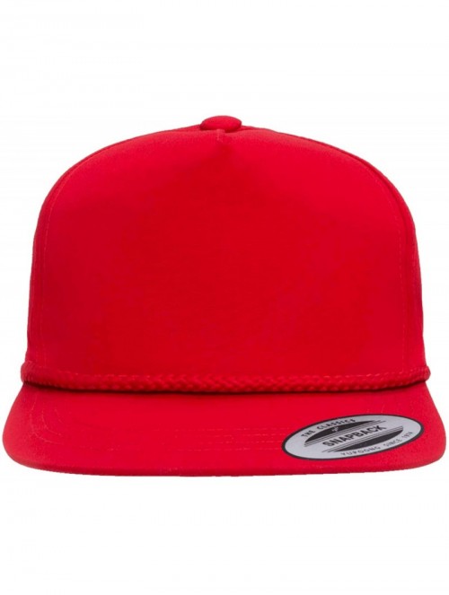 Baseball Caps Yupoong Classic Poplin Golf Flatbill Rope Snapback - Red - CS12DVSUC3J $13.60