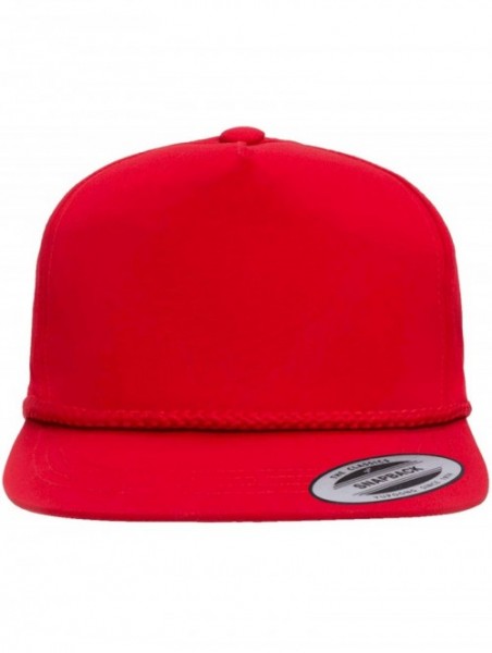 Baseball Caps Yupoong Classic Poplin Golf Flatbill Rope Snapback - Red - CS12DVSUC3J $13.60