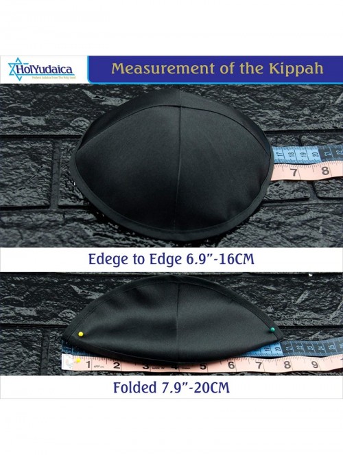 Skullies & Beanies Pack of 5-Pcs - Hq 20cm Black Satin Kippah for Men & Boys- Yamaka Hat from Israel - Kippot Bulk. - C418X4O...