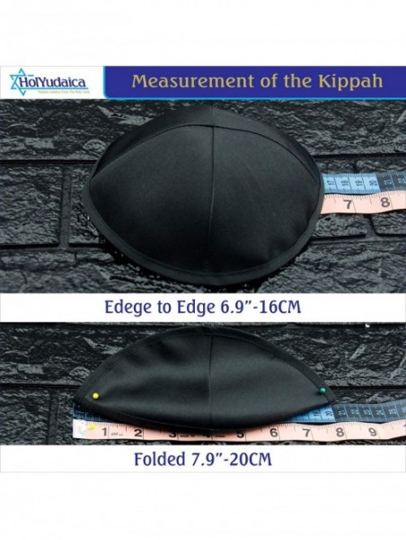 Skullies & Beanies Pack of 5-Pcs - Hq 20cm Black Satin Kippah for Men & Boys- Yamaka Hat from Israel - Kippot Bulk. - C418X4O...