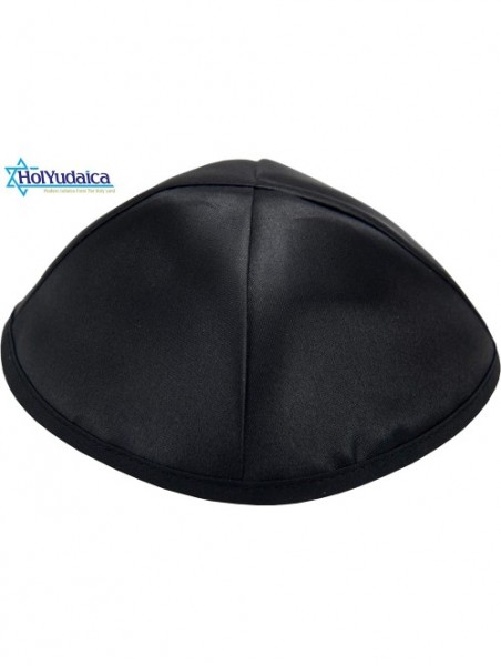 Skullies & Beanies Pack of 5-Pcs - Hq 20cm Black Satin Kippah for Men & Boys- Yamaka Hat from Israel - Kippot Bulk. - C418X4O...