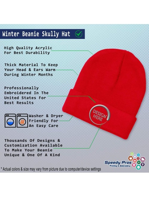 Skullies & Beanies Custom Beanie for Men & Women Disc Golf Sport Embroidery Acrylic Skull Cap Hat - Red - C3189CSDQSS $15.11