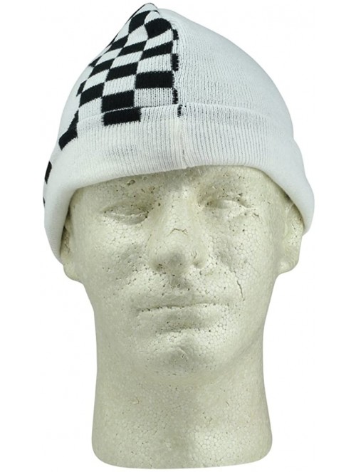 Skullies & Beanies Beanie Cap 8" Hat (Comes in and Designs) (Half Checkered Grey) - CB11G6REUOF $11.21