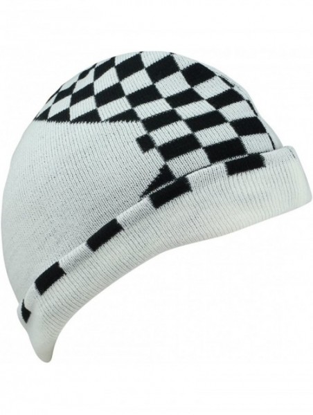 Skullies & Beanies Beanie Cap 8" Hat (Comes in and Designs) (Half Checkered Grey) - CB11G6REUOF $11.21