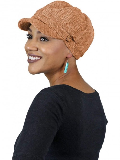 Newsboy Caps Newsboy Cap for Women Cancer Headwear Chemo Hat Ladies Head Coverings Tweed Corduroy - Mustard - CC18I8XTQDD $25.23