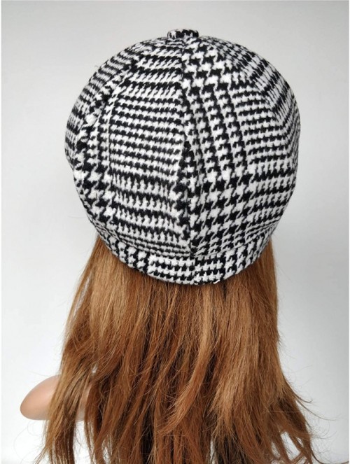 Newsboy Caps Women Newsboy caps Hat Visor Beret 1920s Gatsby Hats Tweed Plaid Tartan Cabbie - D Houndstooth Black White - CX1...