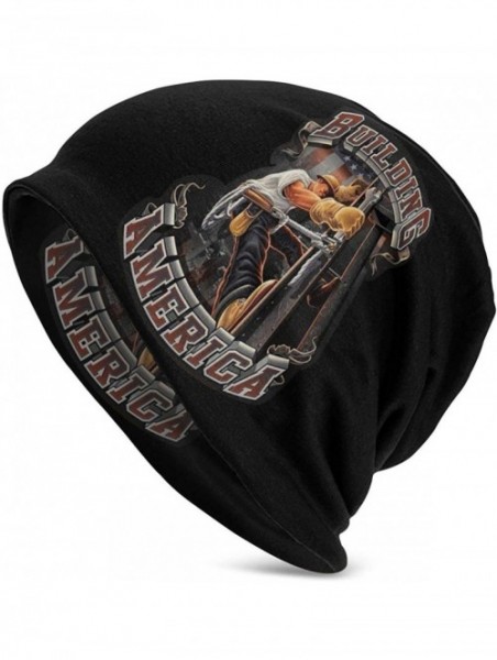 Skullies & Beanies Iron Worker American Flag Beanie Hat Skull Cap - Black - CW193LNWG86 $31.45