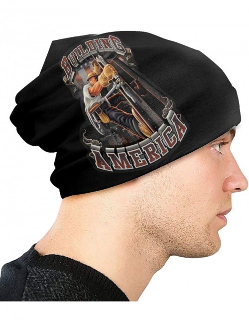 Skullies & Beanies Iron Worker American Flag Beanie Hat Skull Cap - Black - CW193LNWG86 $31.45