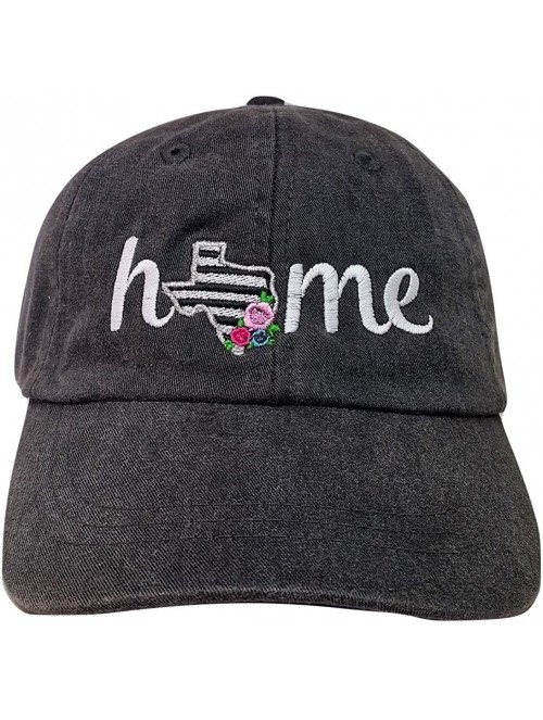 Baseball Caps Texas Home Floral Embroidered Baseball Cap - Black - CT187KIYT55 $43.75