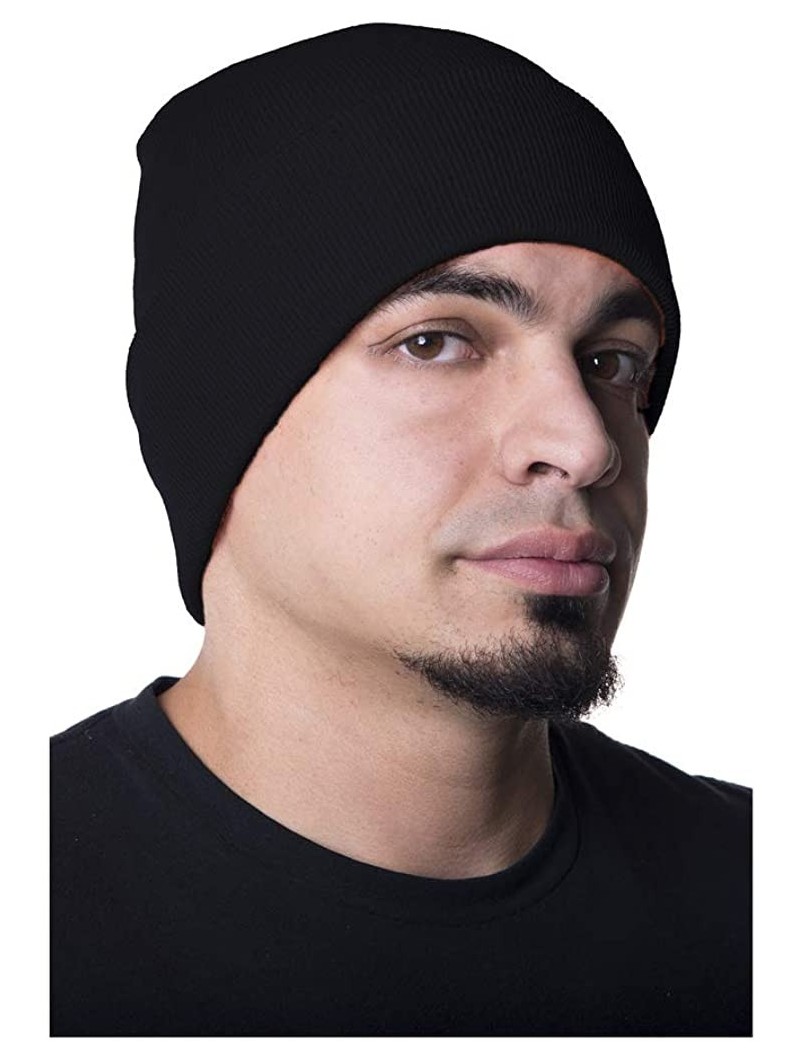 Skullies & Beanies 100% Wool Hats for Men and Women - Beanie Caps for Winter- Sports Teams and More! - Black - CC12NTTOP1K $1...