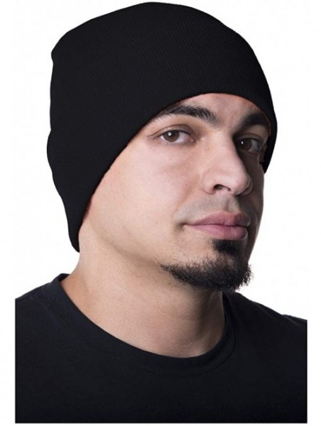 Skullies & Beanies 100% Wool Hats for Men and Women - Beanie Caps for Winter- Sports Teams and More! - Black - CC12NTTOP1K $1...