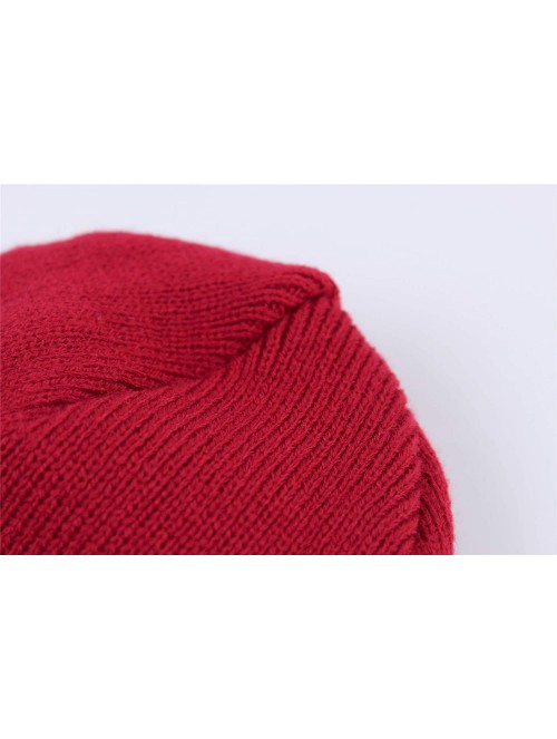 Skullies & Beanies Mens Warm Winter Hats Fleece Lined Earflap Hat Daily Beanie Watch Cap - Red - C8192N80EOD $14.72