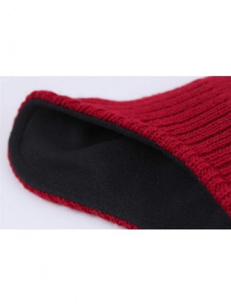 Skullies & Beanies Mens Warm Winter Hats Fleece Lined Earflap Hat Daily Beanie Watch Cap - Red - C8192N80EOD $14.72