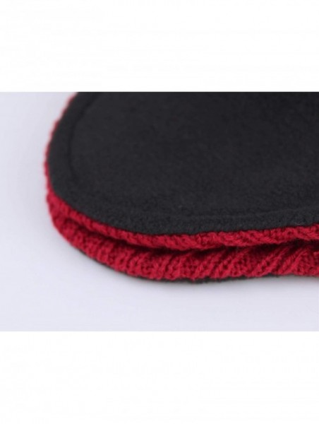 Skullies & Beanies Mens Warm Winter Hats Fleece Lined Earflap Hat Daily Beanie Watch Cap - Red - C8192N80EOD $14.72