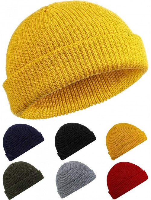 Skullies & Beanies Trawler Beanie Watch Hat Roll up Edge Skullcap Fisherman Beanie for Men Women - Yellow - CK18ASL3N0Z $11.61