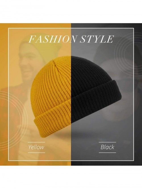 Skullies & Beanies Trawler Beanie Watch Hat Roll up Edge Skullcap Fisherman Beanie for Men Women - Yellow - CK18ASL3N0Z $11.61