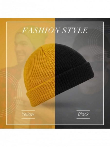 Skullies & Beanies Trawler Beanie Watch Hat Roll up Edge Skullcap Fisherman Beanie for Men Women - Yellow - CK18ASL3N0Z $11.61