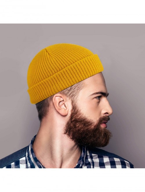 Skullies & Beanies Trawler Beanie Watch Hat Roll up Edge Skullcap Fisherman Beanie for Men Women - Yellow - CK18ASL3N0Z $11.61