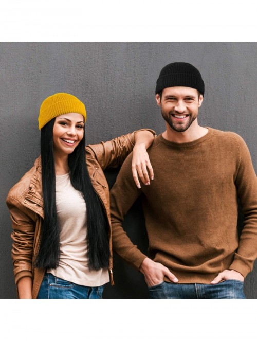 Skullies & Beanies Trawler Beanie Watch Hat Roll up Edge Skullcap Fisherman Beanie for Men Women - Yellow - CK18ASL3N0Z $11.61