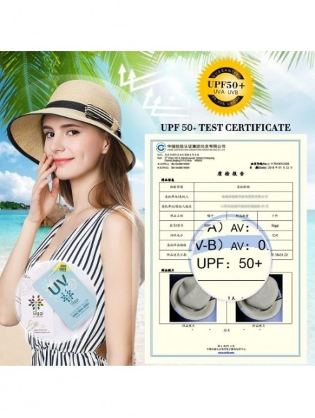 Sun Hats Floppy Straw Sun Hat Fedora for Women Summer Beach Wide Brim Packable Panama Cloche 56-58cm - Beige_99304 - CG18CWOO...