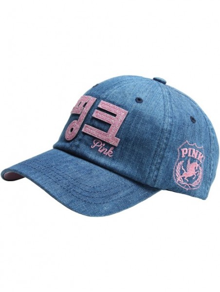 Baseball Caps New Pink Emblem Women Sexy Twinkle Club Lady Ball Cap Baseball Hat Truckers - Korea-denim - CV12075NDMB $26.55