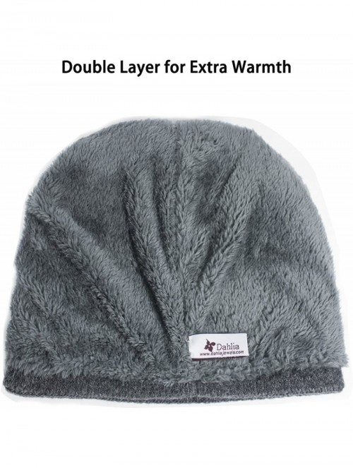 Skullies & Beanies Men's Wool Blend Knit Beanie- Soft & Warm Velour Fleece Lined - Block - Gray - CM187SIUSYH $18.74