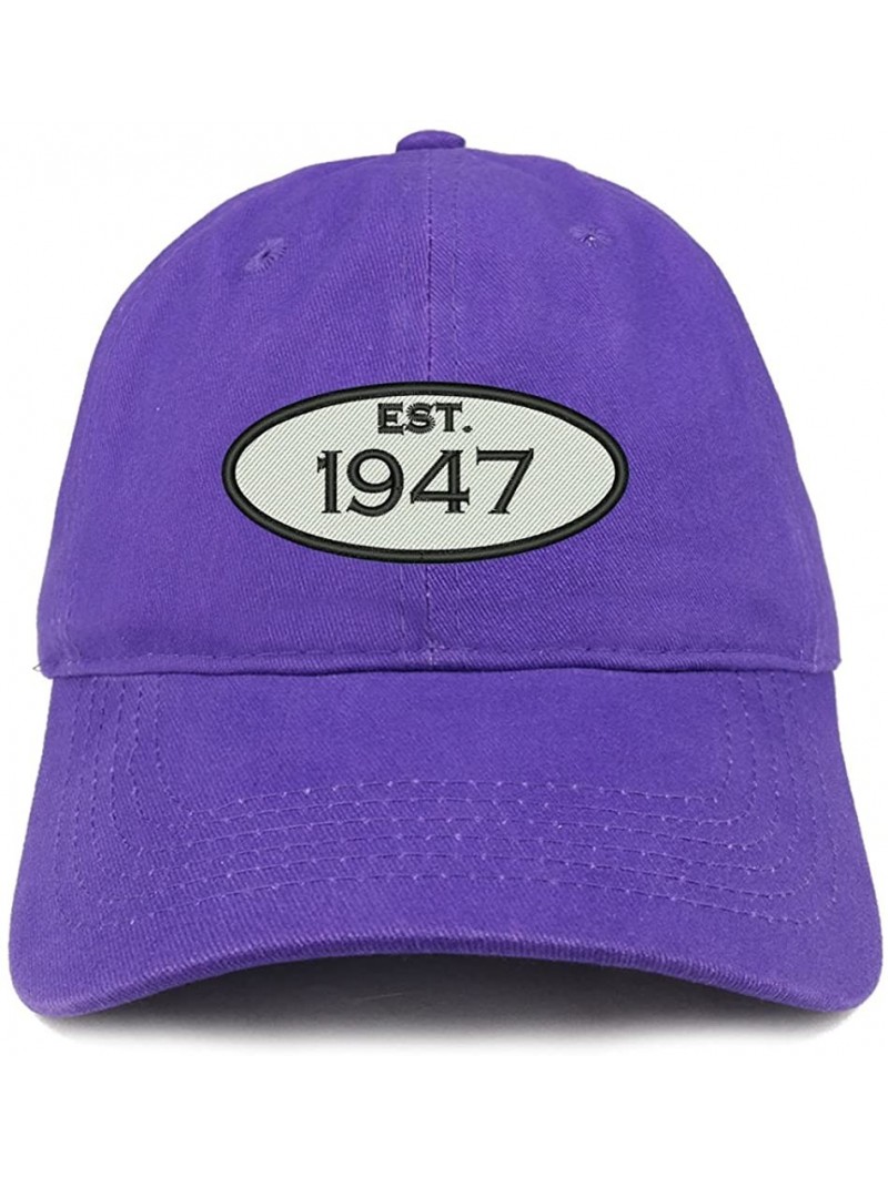 Baseball Caps Established 1947 Embroidered 73rd Birthday Gift Soft Crown Cotton Cap - Purple - CR180L9GK8G $25.70