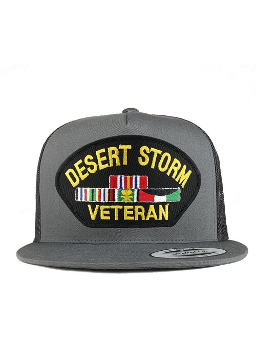 Baseball Caps 5 Panel Desert Storm Veteran Embroidered Patch Flatbill Mesh Snapback - Charcoal - C7189O03N0K $20.21
