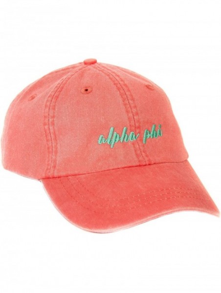 Baseball Caps Alpha Phi (N) Sorority Baseball Hat Cap Cursive Name Font A Phi - Coral - CN188TTH53A $22.23