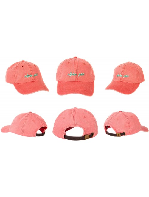 Baseball Caps Alpha Phi (N) Sorority Baseball Hat Cap Cursive Name Font A Phi - Coral - CN188TTH53A $22.23