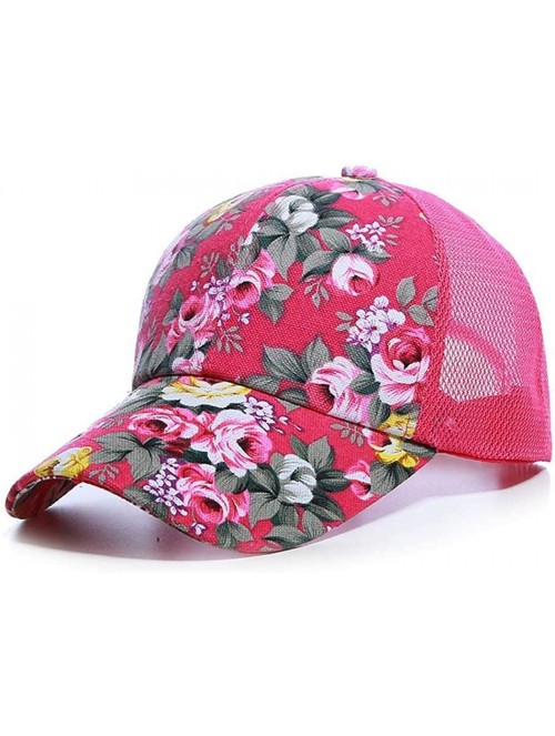 Baseball Caps Unisex Casual Floral Headwear Stretchy Soft Hats Comfort Baseball Cap Baseball Caps - Rose Red - CB18QHDYWCU $8.81