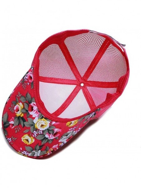 Baseball Caps Unisex Casual Floral Headwear Stretchy Soft Hats Comfort Baseball Cap Baseball Caps - Rose Red - CB18QHDYWCU $8.81