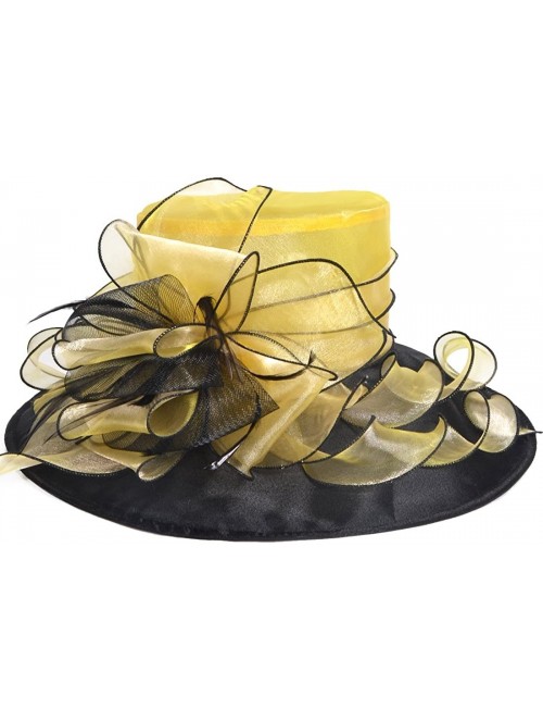 Sun Hats Women Floral Wedding Dress Tea Party Derby Racing Church Hat - 1 Yellow&black - C017Y2GK789 $34.44