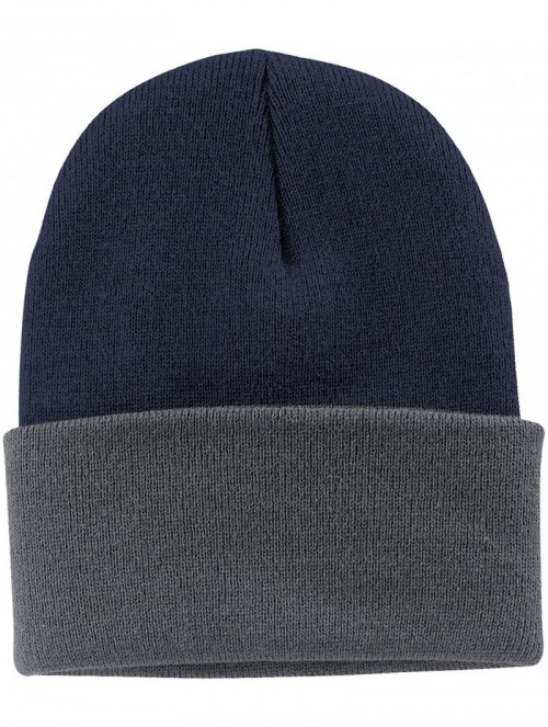 Skullies & Beanies Port & Company Men's Knit Cap - Navy/ Athletic Oxford - C811QDRZNRB $8.99
