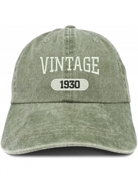 Baseball Caps Vintage 1930 Embroidered 90th Birthday Soft Crown Washed Cotton Cap - Olive - C7180WYIUT9 $21.12