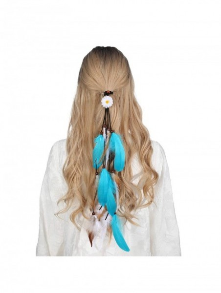 Headbands Sunflower Feather Extension Hair Ties - Blue 1 - C818ZW8AYGR $12.31