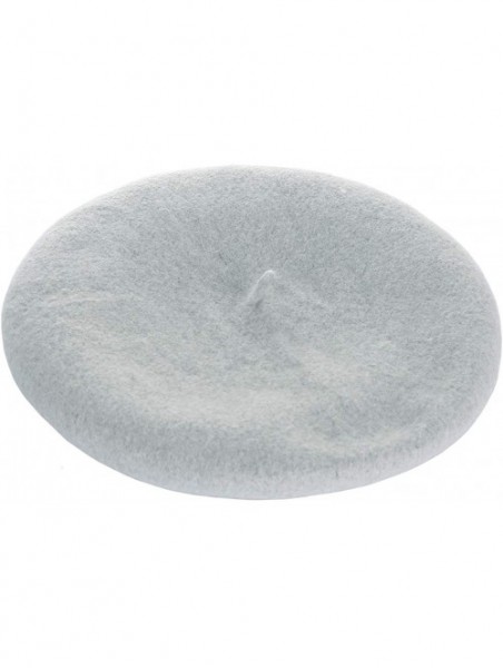 Berets Wool Beret Hat-Solid Color French Style Winter Warm Cap for Women Girls Lady - Lightgray - CA18C80RCMW $13.27