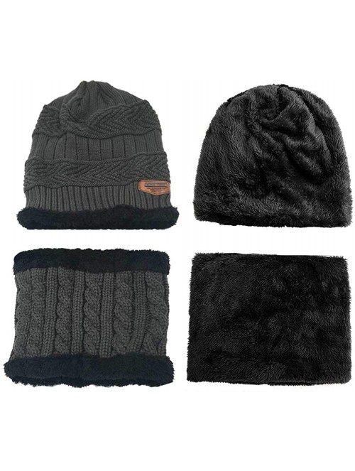 Skullies & Beanies Winter Beanie Hat Scarf Set Warm Knit Hat Skull Cap Neck Warmer for Men Women - Gray - C218KZEM9OT $13.71