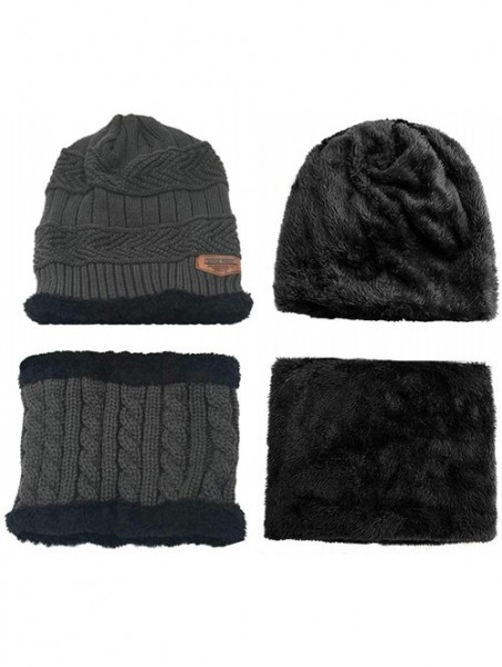 Skullies & Beanies Winter Beanie Hat Scarf Set Warm Knit Hat Skull Cap Neck Warmer for Men Women - Gray - C218KZEM9OT $13.71