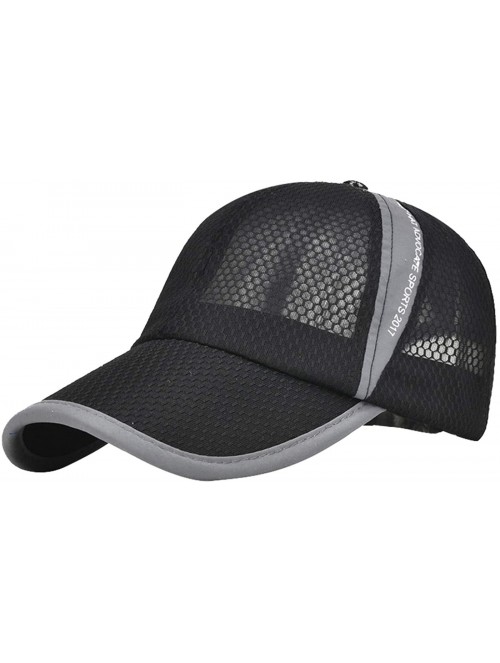 Baseball Caps Unisex Mesh Tennis Cap Outdoor Anti-UV Quick Dry Adjustable Running Baseball Hat - Black - C518RW3NKA7 $13.31