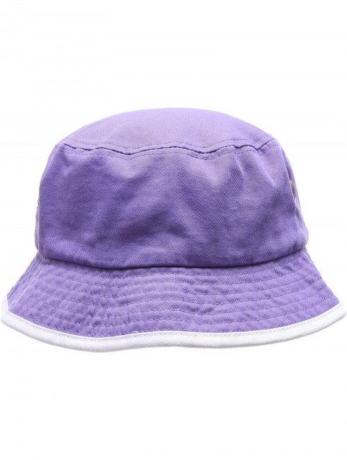 Bucket Hats Summer Adventure Foldable 100% Cotton Stone-Washed Bucket hat with Trim. - Lavender-white - C8183KHCK5O $13.27