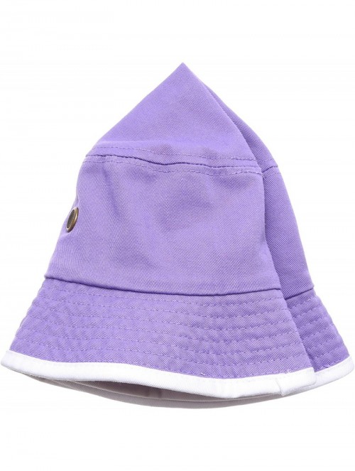 Bucket Hats Summer Adventure Foldable 100% Cotton Stone-Washed Bucket hat with Trim. - Lavender-white - C8183KHCK5O $13.27