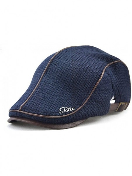 Newsboy Caps Men's Warm Flat England Style Hat Beret Visor Newsboy Cap - Blue - CM18DAQ86C2 $25.96