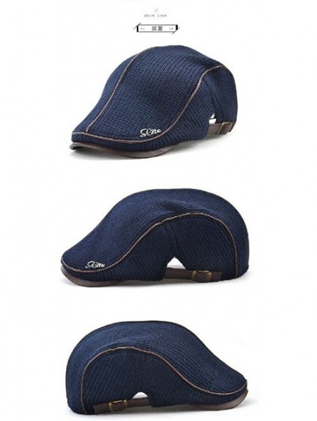 Newsboy Caps Men's Warm Flat England Style Hat Beret Visor Newsboy Cap - Blue - CM18DAQ86C2 $25.96