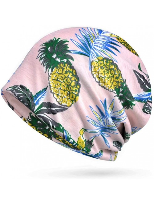 Skullies & Beanies Floral Lace Beanie Hat Chemo Cap Stretch Slouchy Turban Headwear - Pineapple Pink - CU18SOA57ST $11.82