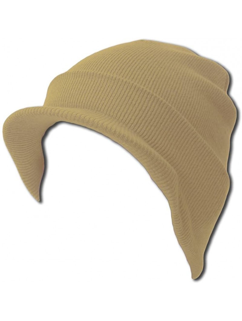 Skullies & Beanies Cuff Beanie Cap with Visor - Khaki - C212NRNMMIY $13.97