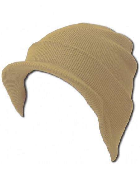 Skullies & Beanies Cuff Beanie Cap with Visor - Khaki - C212NRNMMIY $13.97