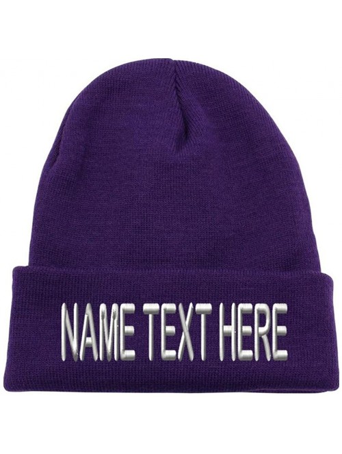 Skullies & Beanies Custom Embroidery Personalized Name Text Ski Toboggan Knit Cap Cuffed Beanie Hat - Purple - CM1892DNL5H $1...